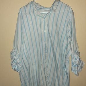 Blue and White Striped Button Down
